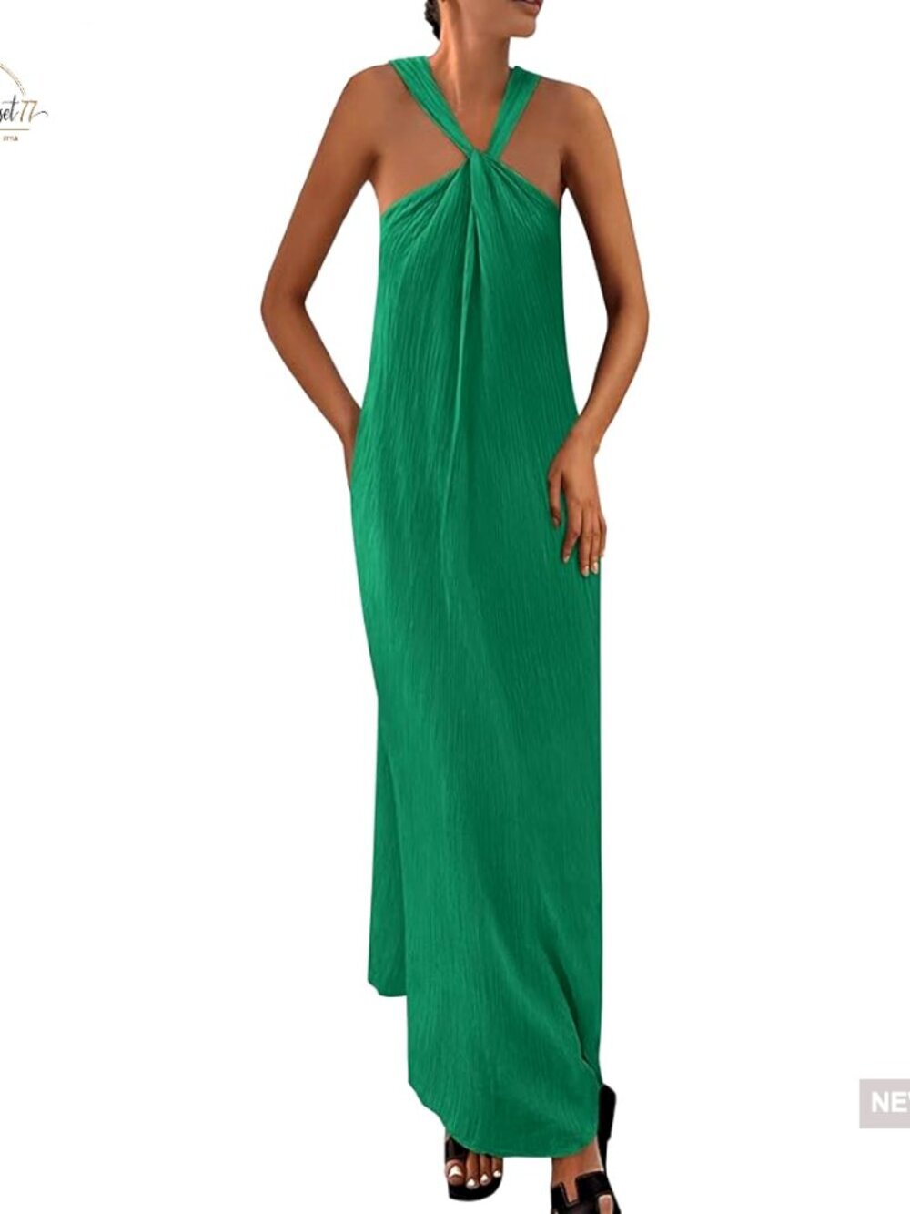 Sleeveless Maxi Dress with Pockets, Loose Fit, Strappy Backless Design